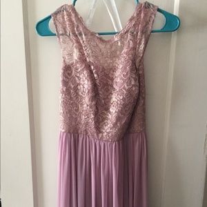 David’s Bridal Long Bridesmaid Dress with Lace